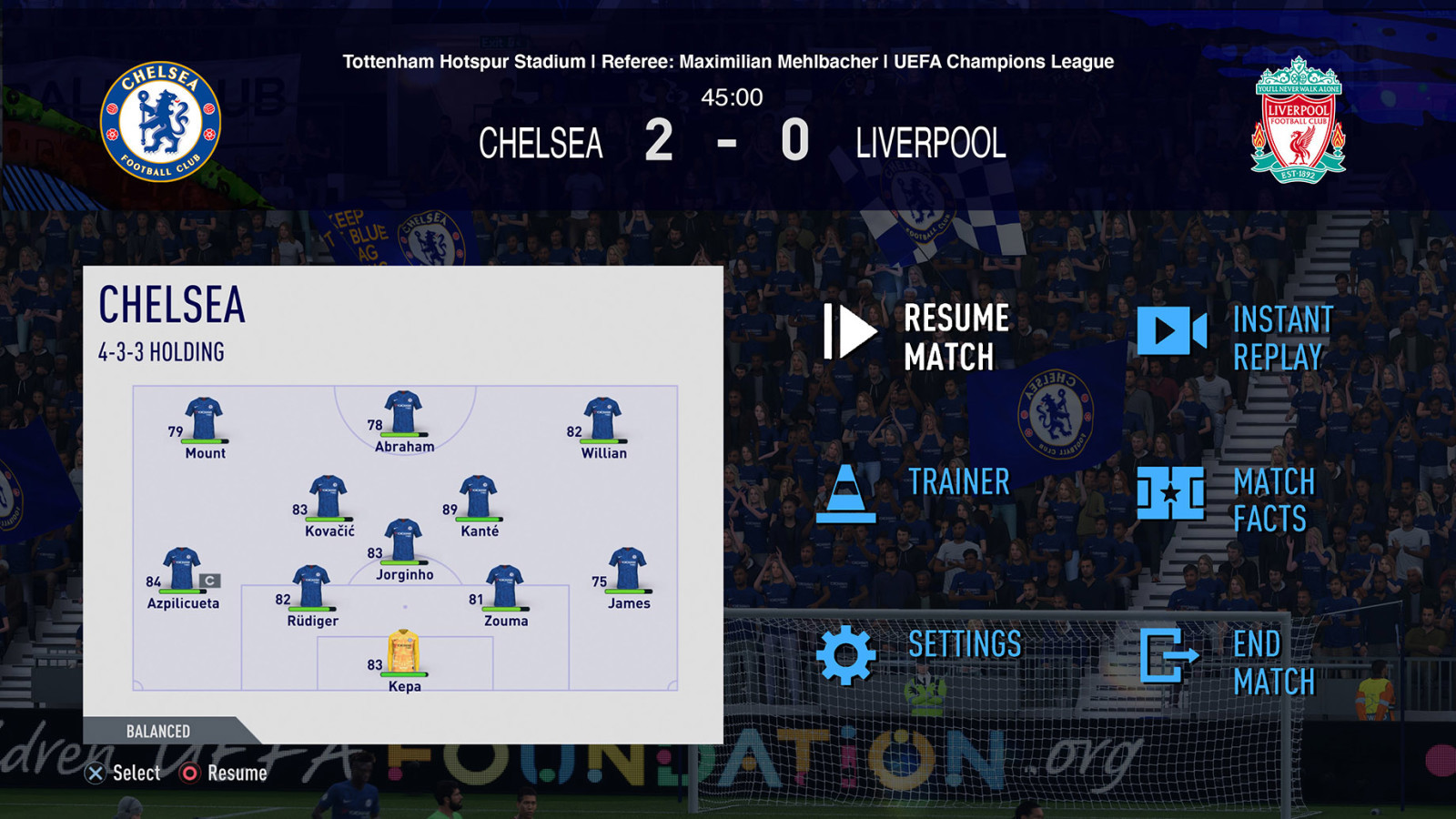 FIFA 20 Offline Match 2-0 CHE V LIV, 1st Half